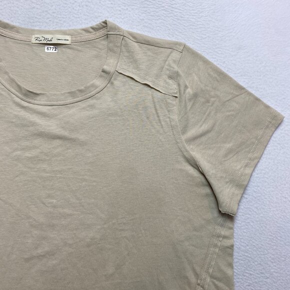 Rae Mode Shirt Womens L Tan Short Sleeve Destroyed Top - Picture 3 of 11